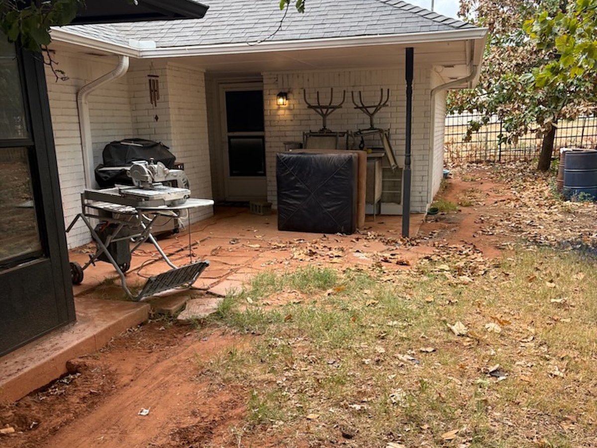 Back patio cleared after mattress and junk removal in Oklahoma City